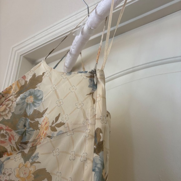 Lauren Ralph Lauren Silk Floral Midi Cream Cowl Neck Summer Sun Dress 12 L - Picture 10 of 12